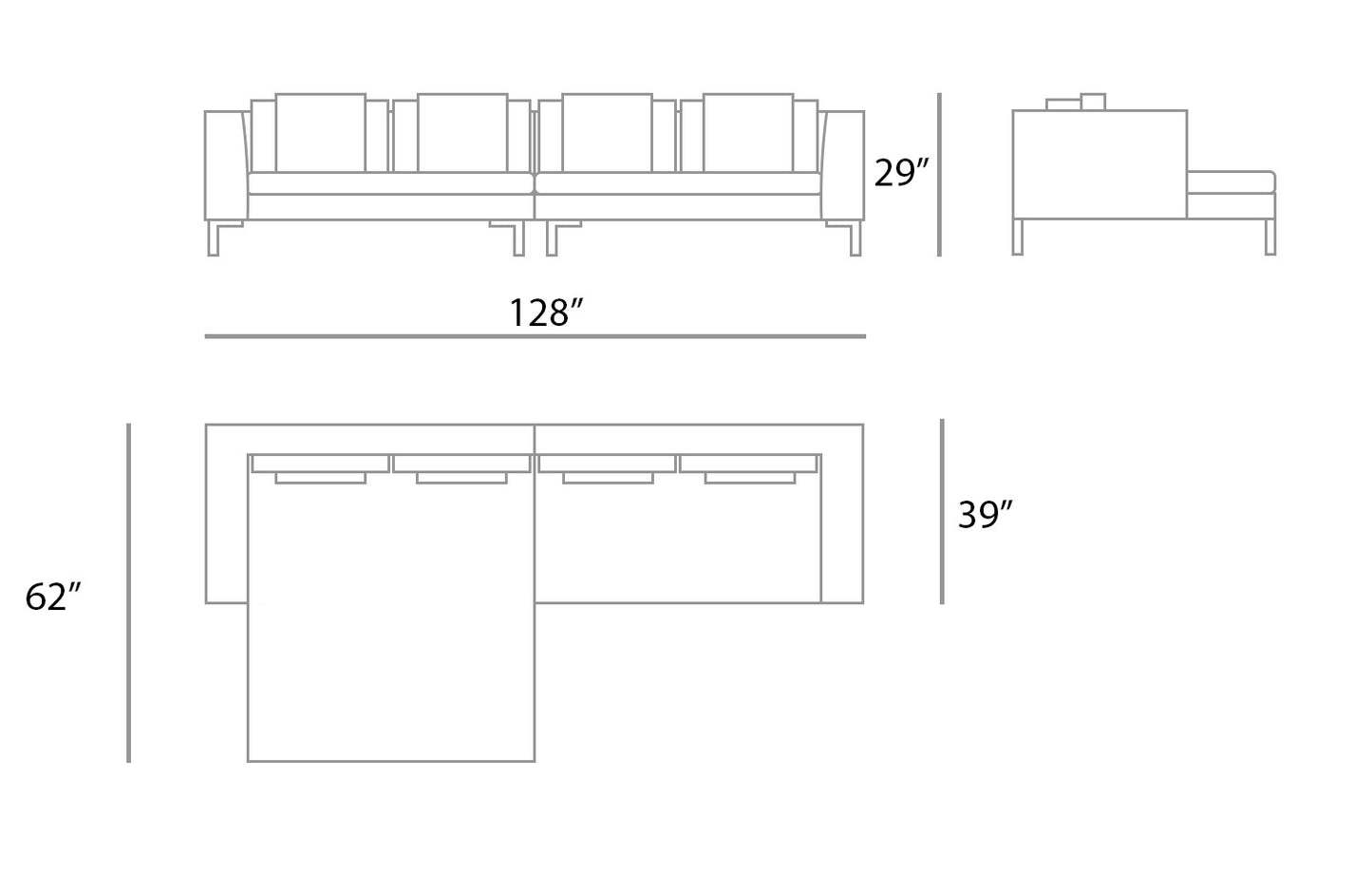 Bernard Sectional Sofa Wide Chaise
