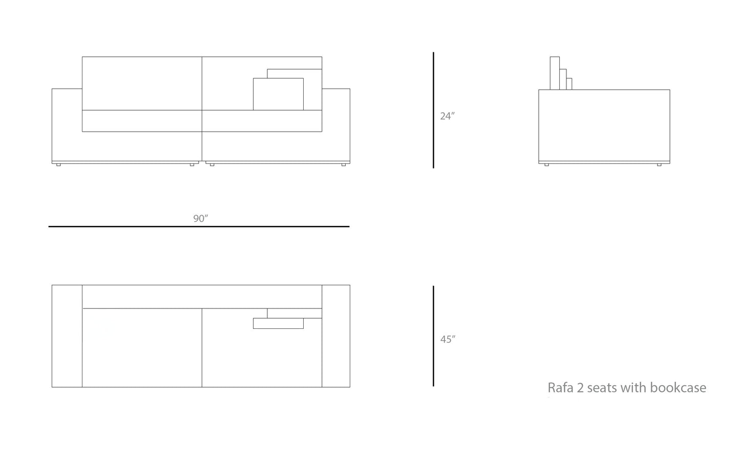 Rafa 2 seats with Bookcase