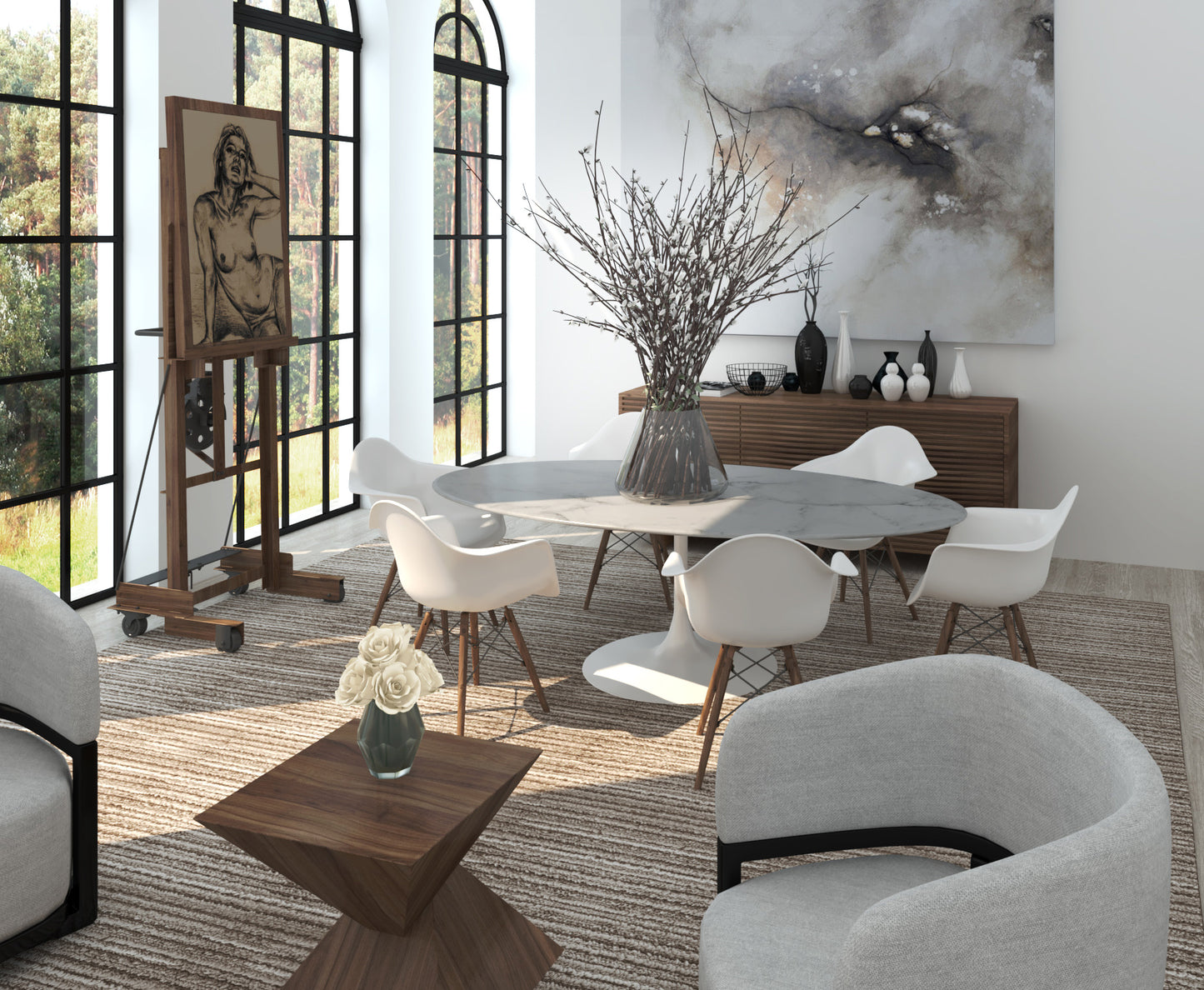 Flor Oval Dining Table - Articial Marble