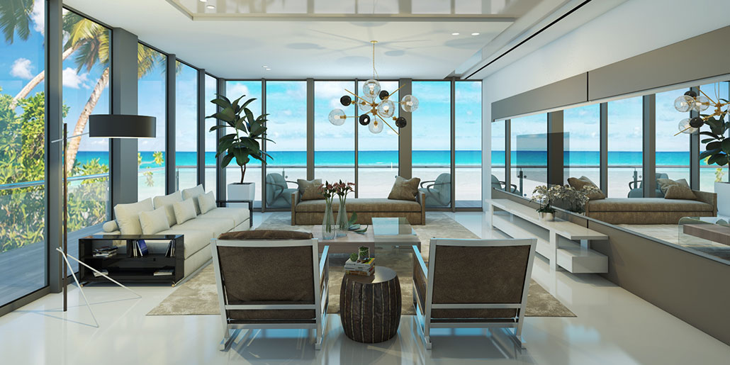 Modern Ocean-front Living Room