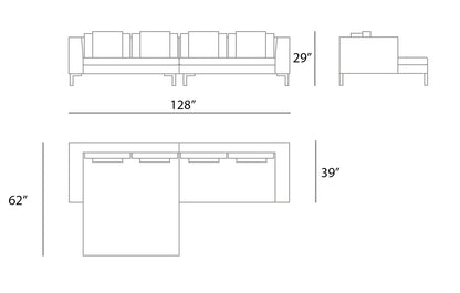 Bernard Sectional Sofa Wide Chaise