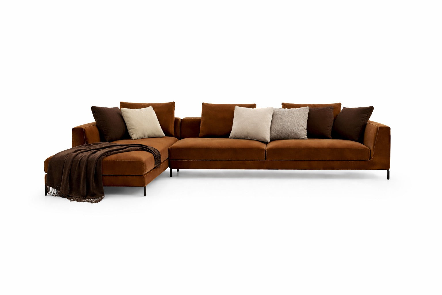Burnt orange sectional sofa in Miami stores