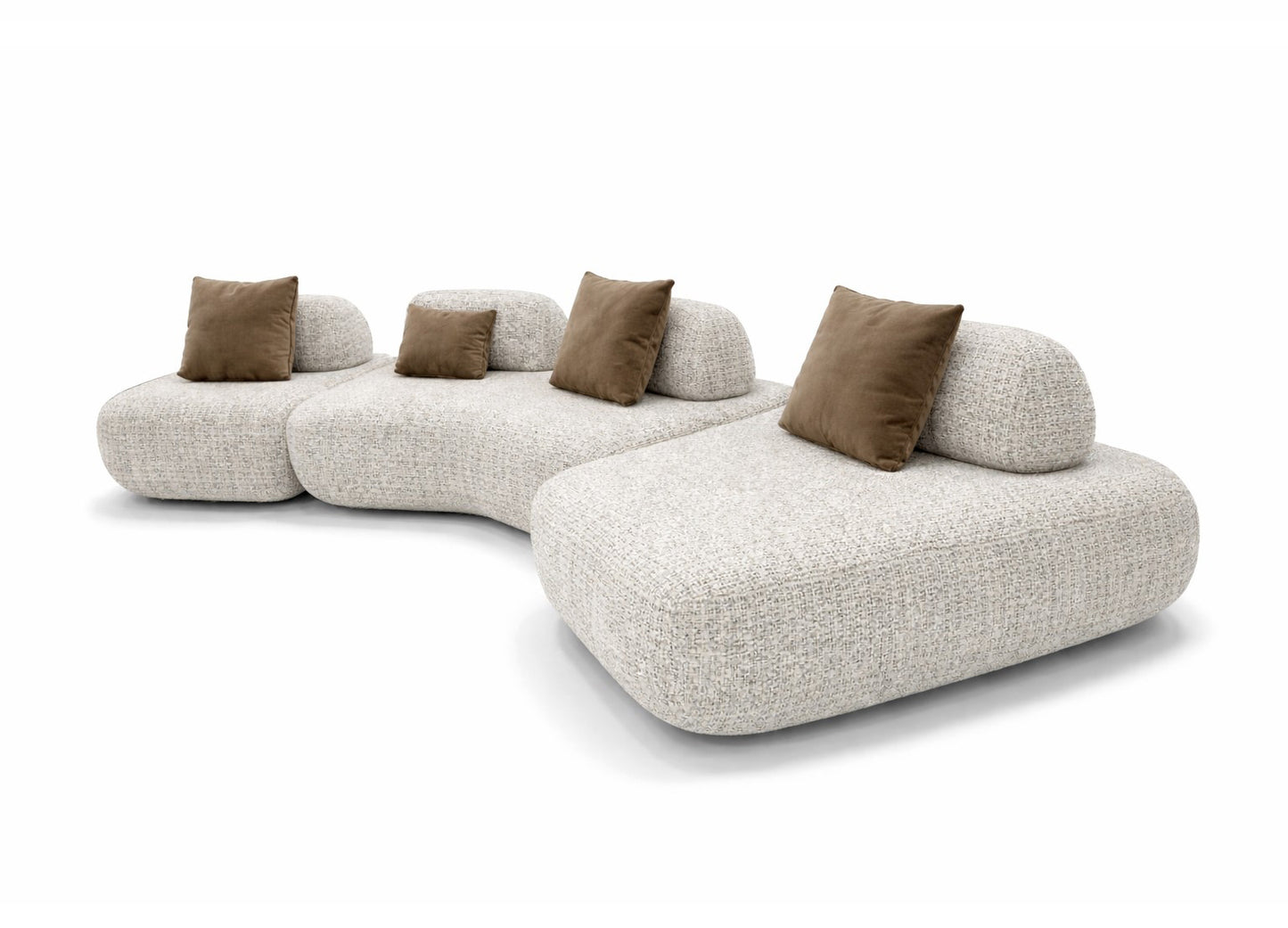 Contemporary sectional design with modern aesthetics and sculptural e piece