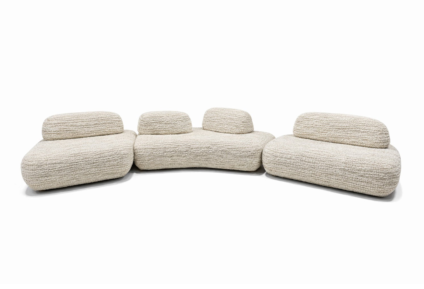 Beige curved sofa for interior designers and removable fabrics