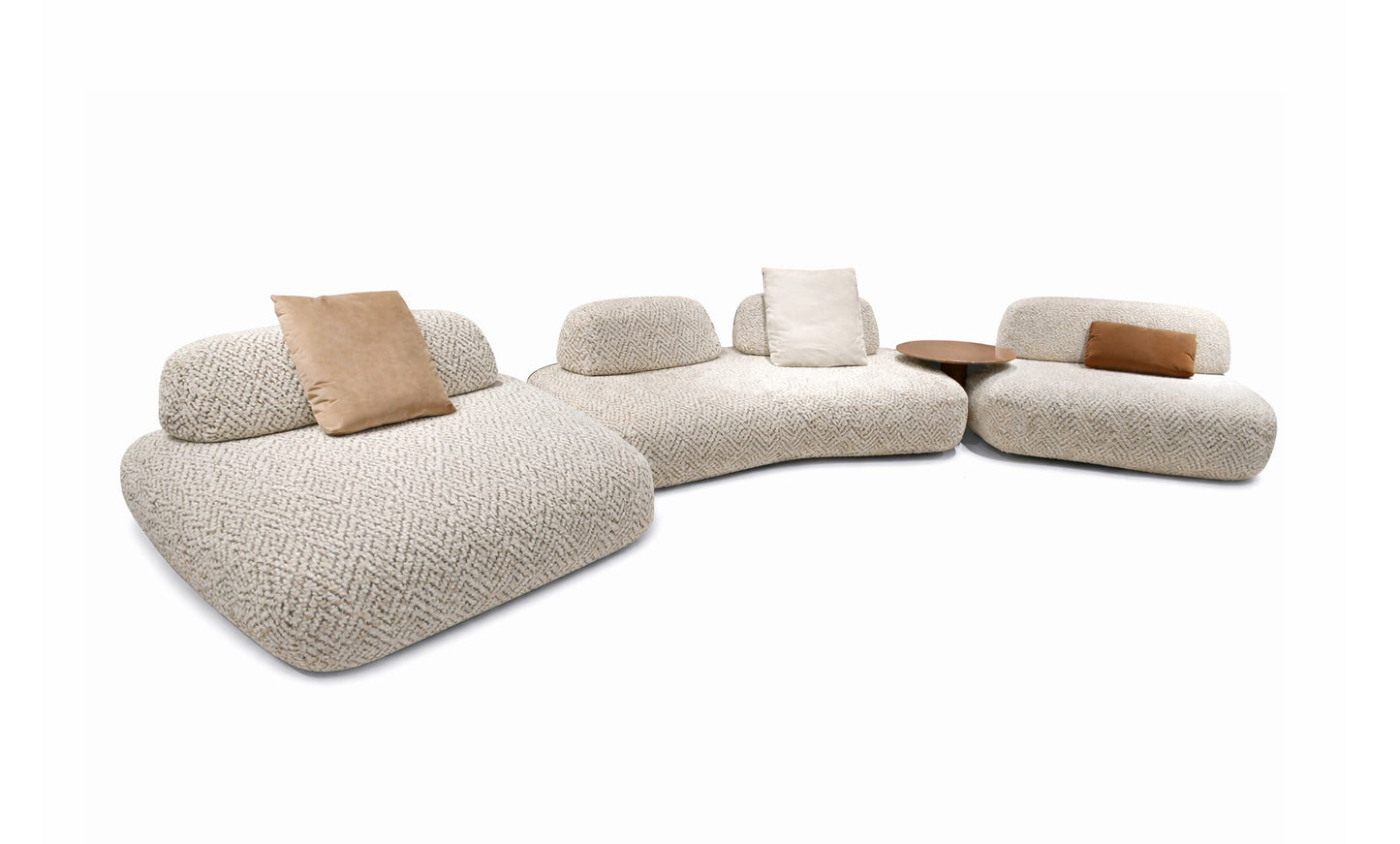 Modern beige sofa with Italian curved sectional
