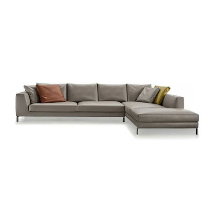 grey contemporary sectional sofa in leather elevated floating effect for a contemporary home